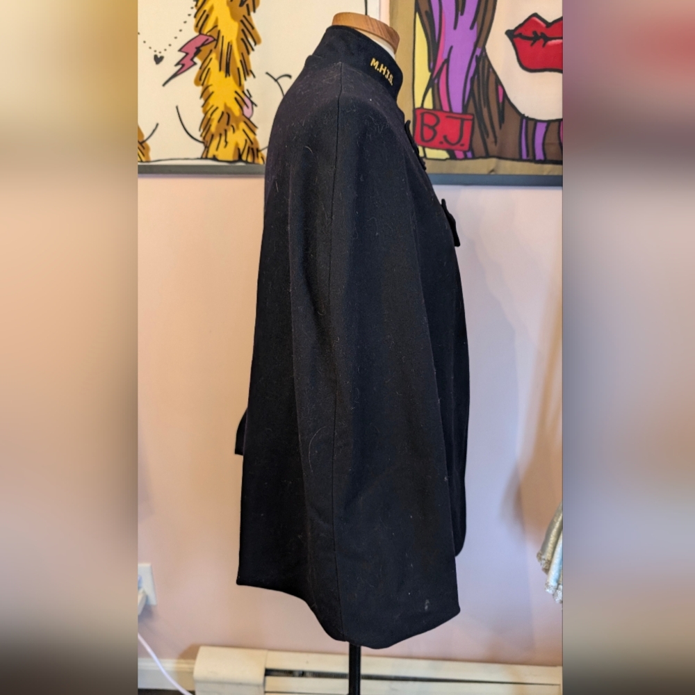 Black Wool Toggle-Button Cape Coat - image 5